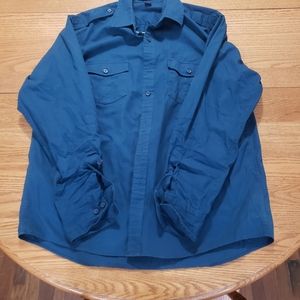 Mens large port authority blue long sleeve button